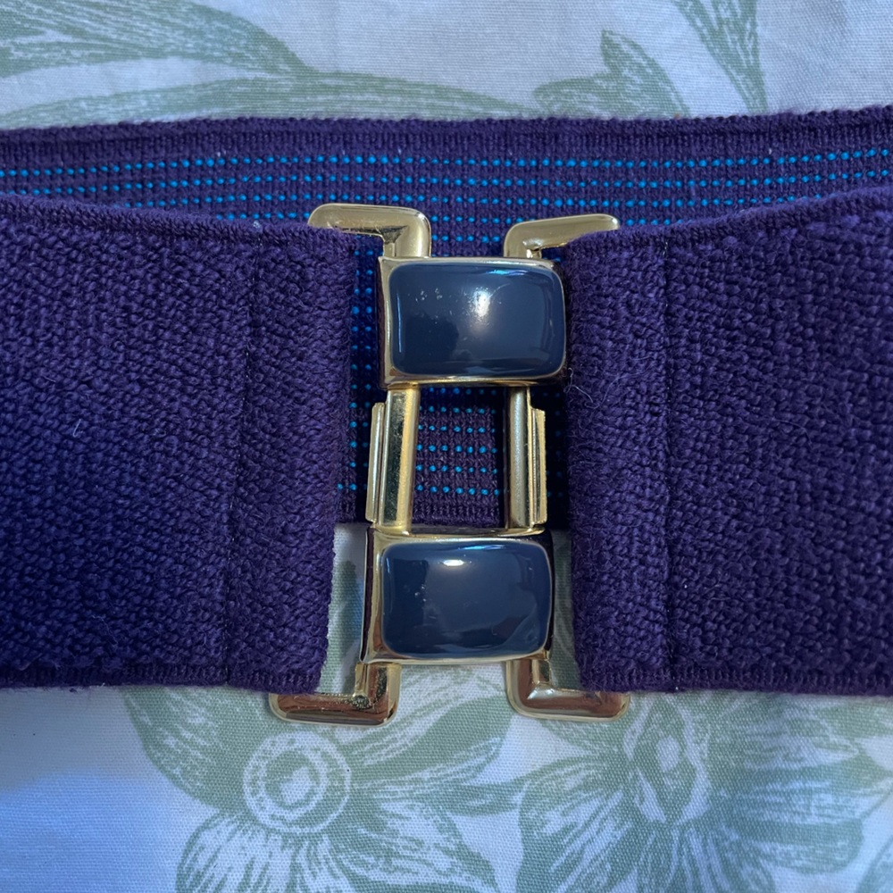Purple 80s Stretch Belt with Gold Buckle